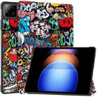 For Xiaomi Pad 6S Pro Custer Painted 3-Fold Holder Smart Leather Tablet Case(Graffiti) - 1