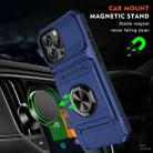 For iPhone 16 Plus TPU+PC Shockproof Card Phone Case with Metal Ring Holder(Blue) - 2