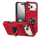 For iPhone 17 Pro TPU+PC Shockproof Card Phone Case with Metal Ring Holder(Red) - 1
