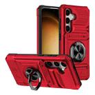 For Samsung Galaxy S24 5G TPU+PC Shockproof Card Phone Case with Metal Ring Holder(Red) - 1