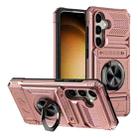 For Samsung Galaxy S24 5G TPU+PC Shockproof Card Phone Case with Metal Ring Holder(Rose Gold) - 1