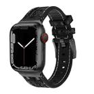 For Apple Watch SE 2023 44mm Crocodile Texture Liquid Silicone Watch Band(Black White Black) - 1