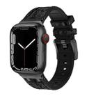 For Apple Watch SE 2023 44mm Crocodile Texture Liquid Silicone Watch Band(Black Black) - 1