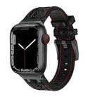 For Apple Watch SE 2023 44mm Crocodile Texture Liquid Silicone Watch Band(Black Red Black) - 1