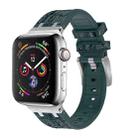 For Apple Watch SE 2023 44mm Crocodile Texture Liquid Silicone Watch Band(Silver Deep Green) - 1