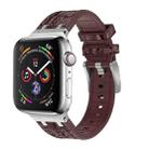For Apple Watch SE 2023 44mm Crocodile Texture Liquid Silicone Watch Band(Silver Dark Brown) - 1