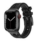 For Apple Watch SE 2023 40mm Crocodile Texture Liquid Silicone Watch Band(Black White Black) - 1