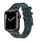 For Apple Watch SE 2023 40mm Crocodile Texture Liquid Silicone Watch Band(Black Deep Green) - 1