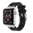 For Apple Watch SE 2023 40mm Crocodile Texture Liquid Silicone Watch Band(Silver White Black) - 1