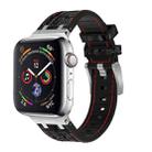 For Apple Watch SE 2023 40mm Crocodile Texture Liquid Silicone Watch Band(Silver Red Black) - 1