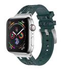 For Apple Watch SE 2023 40mm Crocodile Texture Liquid Silicone Watch Band(Silver Deep Green) - 1