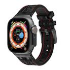 For Apple Watch Ultra 2 49mm Crocodile Texture Liquid Silicone Watch Band(Black Red Black) - 1