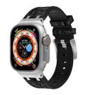 For Apple Watch Ultra 2 49mm Crocodile Texture Liquid Silicone Watch Band(Silver Black) - 1