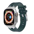 For Apple Watch Ultra 2 49mm Crocodile Texture Liquid Silicone Watch Band(Silver Deep Green) - 1