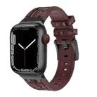For Apple Watch Series 9 45mm Crocodile Texture Liquid Silicone Watch Band(Black Dark Brown) - 1