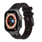 For Apple Watch Ultra 49mm Crocodile Texture Liquid Silicone Watch Band(Black Red Black) - 1