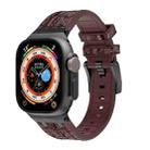 For Apple Watch Ultra 49mm Crocodile Texture Liquid Silicone Watch Band(Black Dark Brown) - 1