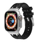 For Apple Watch Ultra 49mm Crocodile Texture Liquid Silicone Watch Band(Silver Black) - 1