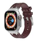 For Apple Watch Ultra 49mm Crocodile Texture Liquid Silicone Watch Band(Silver Dark Brown) - 1