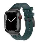 For Apple Watch Series 8 45mm Crocodile Texture Liquid Silicone Watch Band(Black Deep Green) - 1