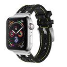 For Apple Watch Series 8 45mm Crocodile Texture Liquid Silicone Watch Band(Silver Yellow Black) - 1