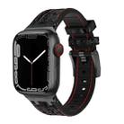 For Apple Watch SE 2022 44mm Crocodile Texture Liquid Silicone Watch Band(Black Red Black) - 1
