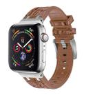For Apple Watch SE 2022 44mm Crocodile Texture Liquid Silicone Watch Band(Silver Yellow Brown) - 1