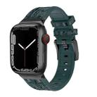 For Apple Watch Series 7 45mm Crocodile Texture Liquid Silicone Watch Band(Black Deep Green) - 1