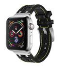 For Apple Watch SE 40mm Crocodile Texture Liquid Silicone Watch Band(Silver Yellow Black) - 1