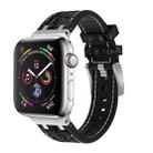 For Apple Watch SE 44mm Crocodile Texture Liquid Silicone Watch Band(Silver White Black) - 1