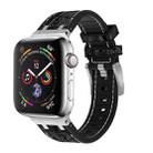 For Apple Watch Series 5 44mm Crocodile Texture Liquid Silicone Watch Band(Silver White Black) - 1