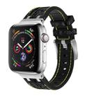 For Apple Watch 38mm Crocodile Texture Liquid Silicone Watch Band(Silver Yellow Black) - 1