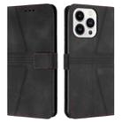 For iPhone 15 Pro Max Triangle Solid Color Leather Phone Case(Black) - 1