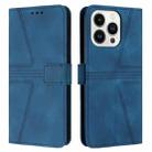 For iPhone 15 Pro Max Triangle Solid Color Leather Phone Case(Blue) - 1