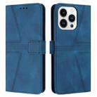 For iPhone 15 Pro Triangle Solid Color Leather Phone Case(Blue) - 1