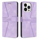 For iPhone 15 Pro Triangle Solid Color Leather Phone Case(Purple) - 1