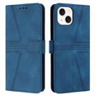 For iPhone 15 Triangle Solid Color Leather Phone Case(Blue) - 1