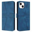 For iPhone 14 Plus Triangle Solid Color Leather Phone Case(Blue) - 1