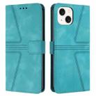 For iPhone 14 Plus Triangle Solid Color Leather Phone Case(Green) - 1