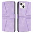 For iPhone 14 Plus Triangle Solid Color Leather Phone Case(Purple) - 1