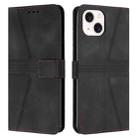 For iPhone 14 Triangle Solid Color Leather Phone Case(Black) - 1