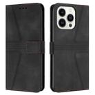 For iPhone 14 Pro Max Triangle Solid Color Leather Phone Case(Black) - 1