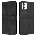 For iPhone 12 / 12 Pro Triangle Solid Color Leather Phone Case(Black) - 1