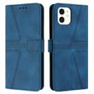 For iPhone 12 / 12 Pro Triangle Solid Color Leather Phone Case(Blue) - 1