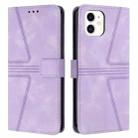 For iPhone 12 / 12 Pro Triangle Solid Color Leather Phone Case(Purple) - 1