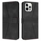 For iPhone 12 Pro Max Triangle Solid Color Leather Phone Case(Black) - 1