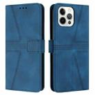 For iPhone 12 Pro Max Triangle Solid Color Leather Phone Case(Blue) - 1