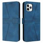 For iPhone 11 Pro Max Triangle Solid Color Leather Phone Case(Blue) - 1