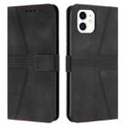 For iPhone 11 Triangle Solid Color Leather Phone Case(Black) - 1