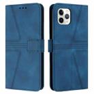 For iPhone 11 Pro Triangle Solid Color Leather Phone Case(Blue) - 1